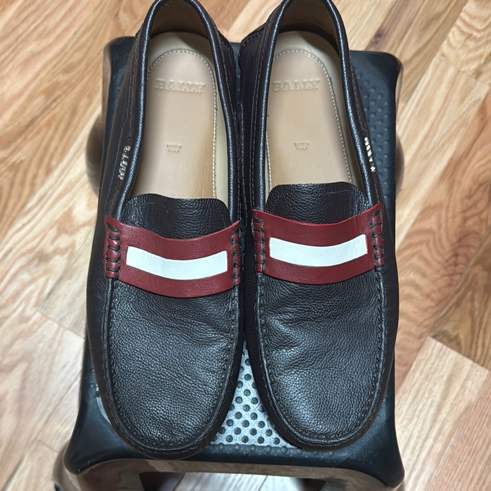 Bally Brown and Red Loafers Slip-Ons